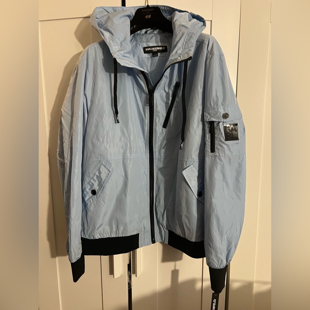 Karl Lagerfeld Sky Blue Hooded Jacket